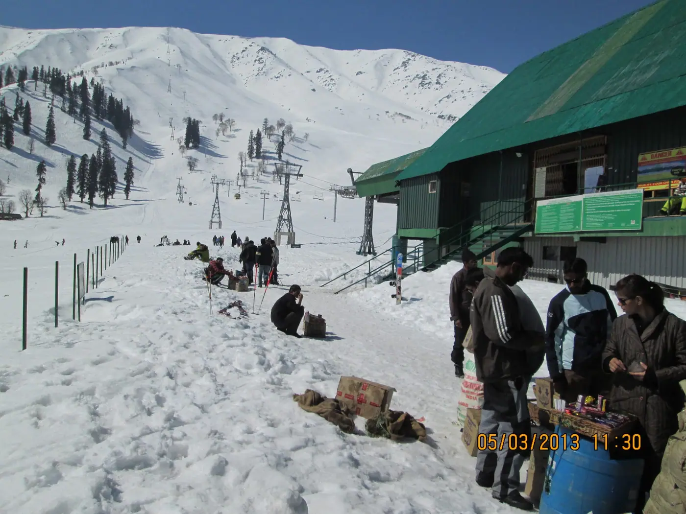 The Gulmarg Gondola above snowy slopes